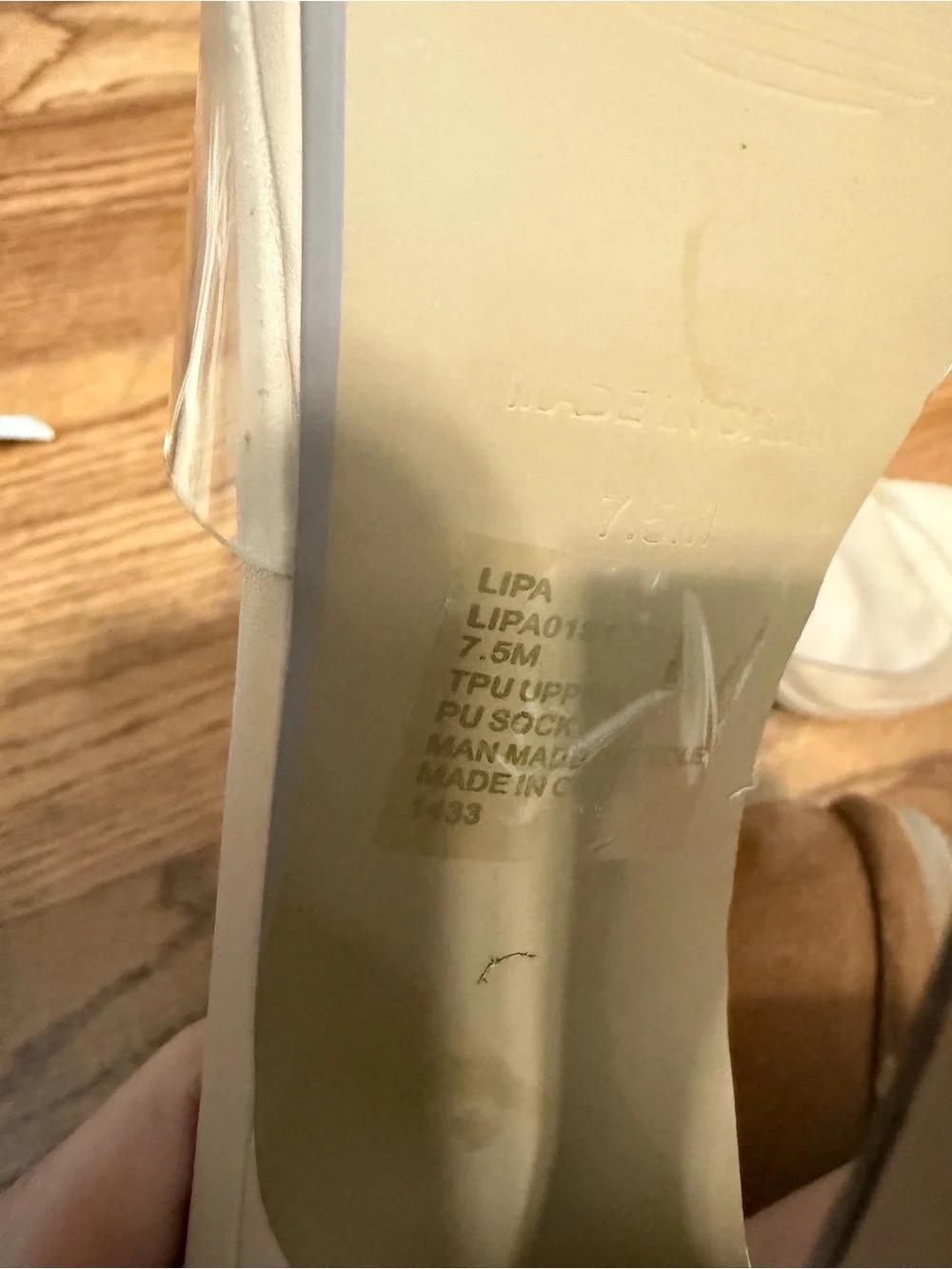 Steve Madden Cream Slip-On Heel with Clear Strap